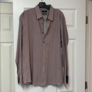 Hugo Boss  Red and White Geometric Button-Up